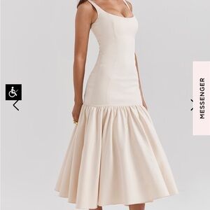 House of CB Amore Vintage Cream Dropped Waist Midi Dress